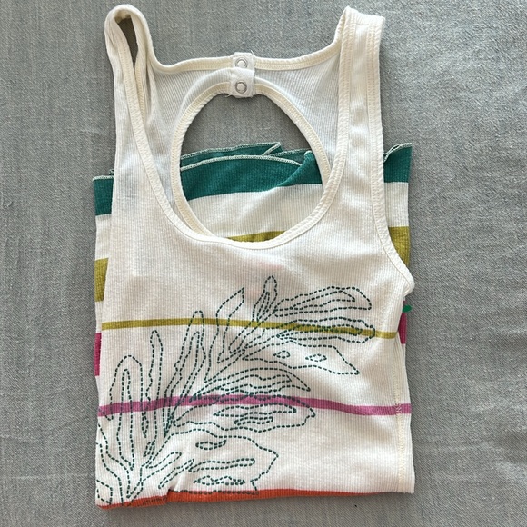 Vintage Intimately Free People Cream Ribbed Stripe Tank Top S - Picture 7 of 7